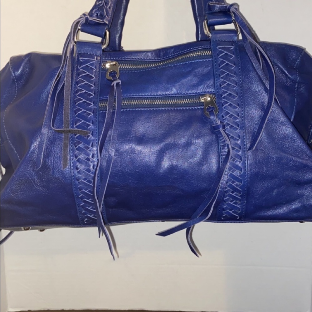 Christopher Kon genuine leather blue fringe bag